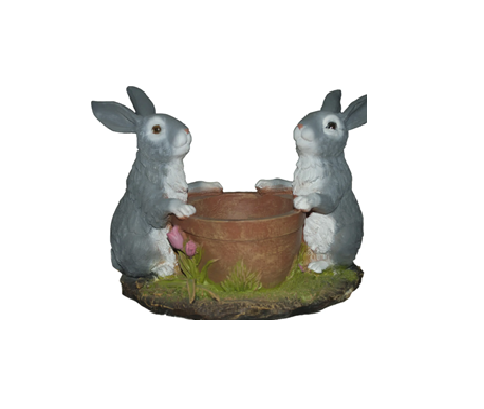 два зайца у горшка с цветочком
